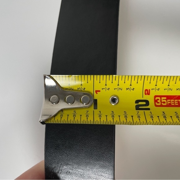 Nine West sz. M(40) black real leather belt with minimalist modern silver buckle - Picture 7 of 7